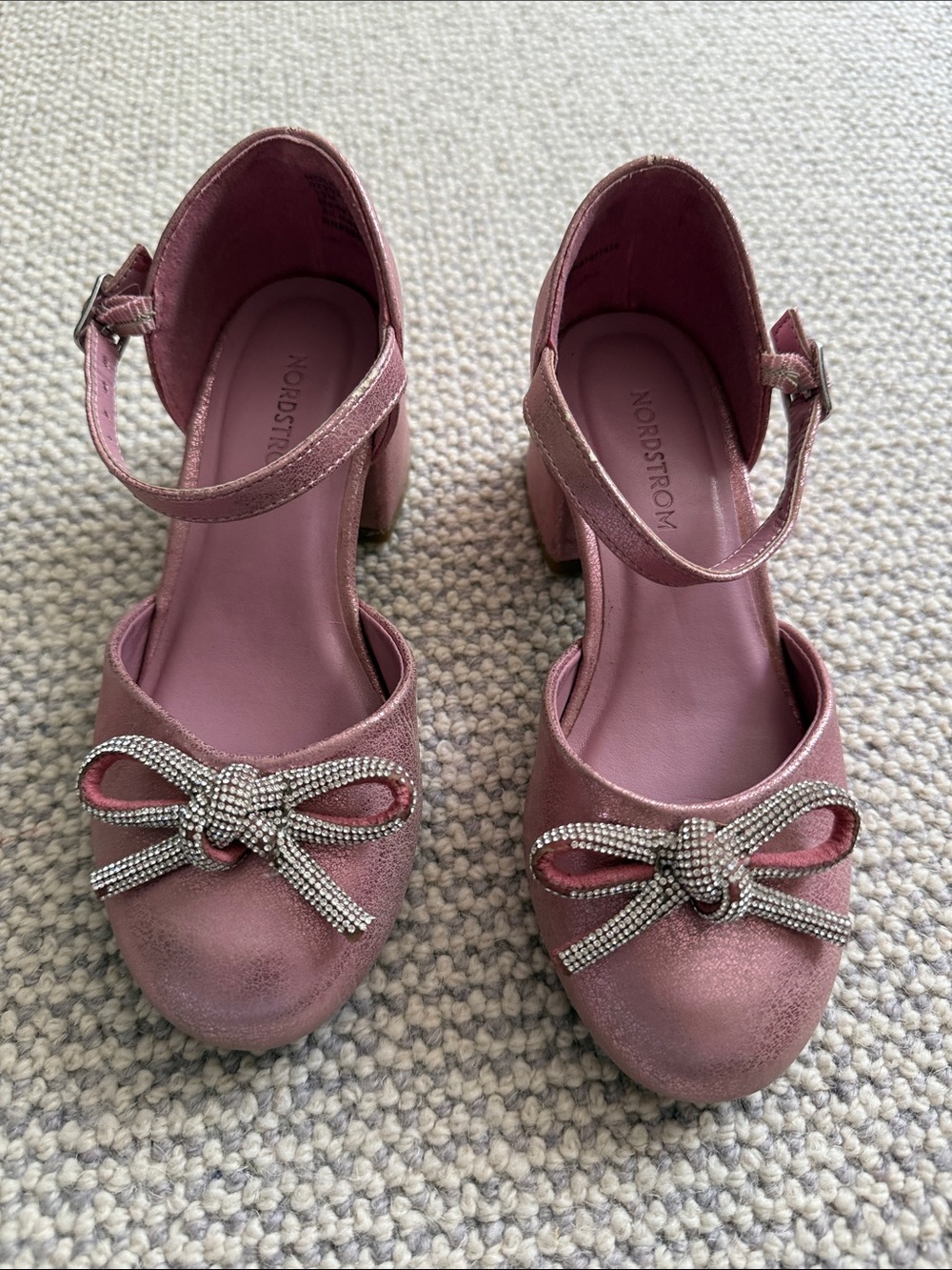 Nordstrom Blush Pink Bow Block Heel Sandals